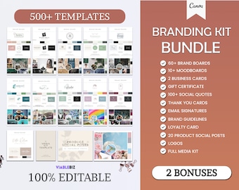500 Branding Package Templates, DIY Branding Kit, Business Marketing, Business Marketing, Brand Guidelines, Mood Board, Business Branding
