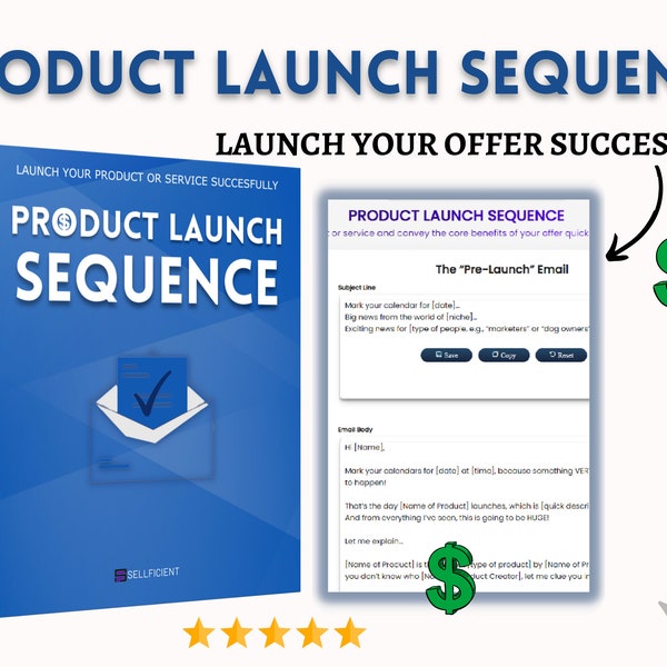 Launch Email Sequence | Email Launch Sequence | Launch Email | Email Scripts | Digital Product Launch | Email Campaign | Swipe File