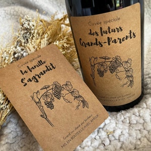 self-adhesive kraft label pregnancy announcement original wine bottle grandparent dad aunt uncle granny grandpa
