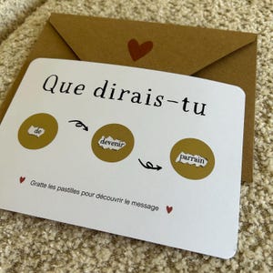 Carte à gratter annonce demande parrain marraine
