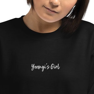 BTS Yoongi's Girl Embroidered Crewneck Sweatshirt, Subtle Yoongi Sweatshirt, Agust D Suga Embroidered Sweatshirt, Kpop ARMY Sweatshirt