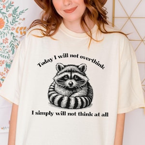 Maglietta con animali divertenti, colori comodi, maglietta oversize lavata con panda spazzatura per amanti dei procioni, regali meme sciocchi, unisex tinta in capo