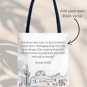 Personalized Bible Verse Tote Bag: Western Rustic Christian Gift