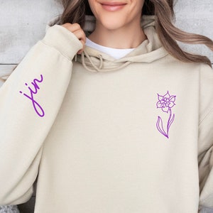 BTS Jin Birth Flower Hoodie: Bangtan Army Kpop Merch