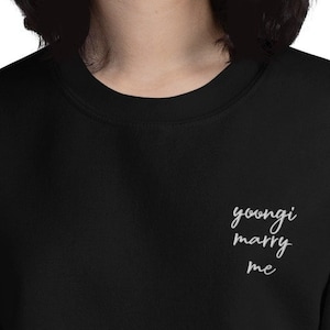 Yoongi Marry Me Embroidered Sweatshirt, Suga Sweatshirt, Agust D Sweatshirt, BTS Embroidered Sweatshirt, KPop Sweatshirt for ARMY