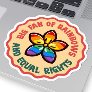 Rainbow Flower Pride Sticker: Retro LGBTQ+ Vinyl Decal