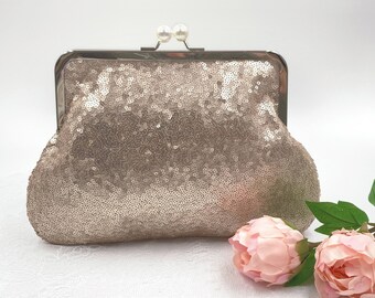 Sequin bridal clutch, bridal purse, silver clutch, wedding purse, sequin clutch, silver sequin clutch, bridesmaid, frame purse, kisslock