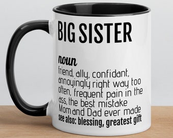 Sister gift, Big Sister gift ideas, Gifts for Older Sister, Sister to Sister gifts, Funny Big Sister coffee cup, Gifts for her