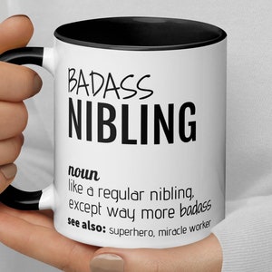 Badass Nibling Definition Coffee Mug, Nibling Niece Nephew Thank You Secret Santa Appreciation Congratulations Xmas Gender Neutral Gift