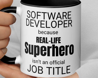 Software Developer Real-Life Superhero Coffee Mug, Funny Software Developer Gift, Software Developer Secret Santa Thank You Promotion Gift