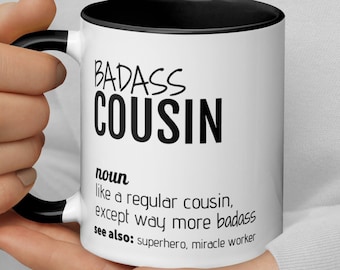 Badass Cousin Definition Coffee Mug, Funny Cousin Gift, Gift For Cousin, Cousin Birthday Thank You Christmas Secret Santa Gift, Cousin Gifts