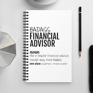 Cuaderno de definición de asesor financiero Badass, regalo de asesor financiero, asesor financiero gracias nuevo trabajo secreto regalo de Santa, regalos de asesor
