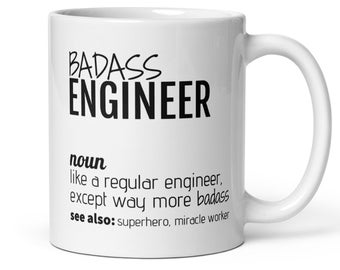 Funny Engineer Gift, Badass Engineer Definition Coffee Mug, New Engineer Thank You New Job Promotion Graduation Birthday Christmas Gift