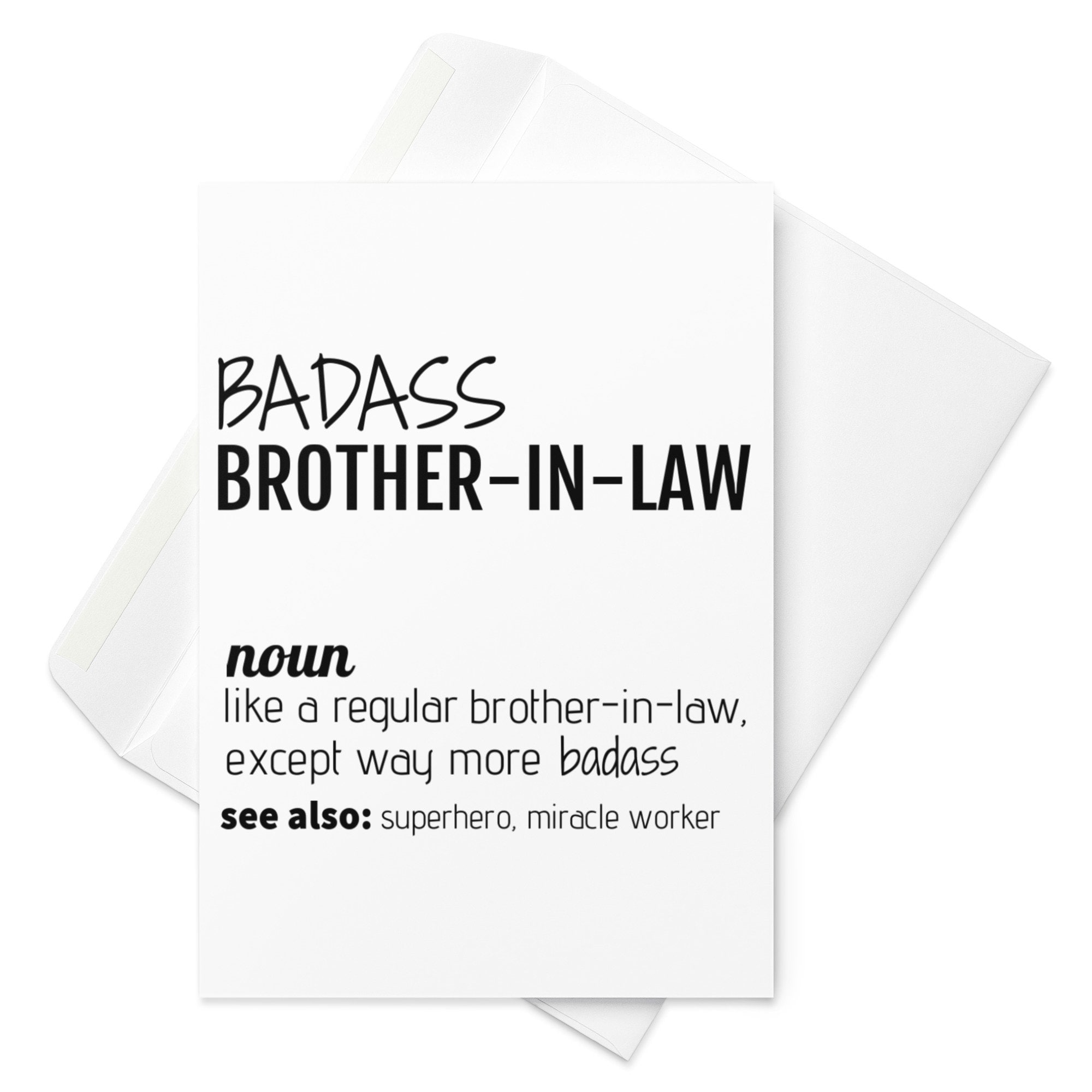 Funny Brother in Law Greeting Card, Badass Brother in Law Definition Card, New Brother in Law