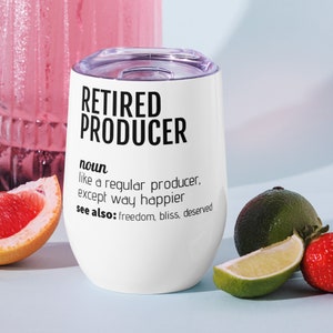 Retired Producer Definition Wine Tumbler, Producer Retirement Gift, Funny Producer Gift, Gift For Retiring Music Movie Film TV Producer