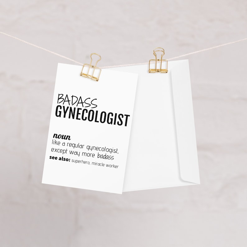 Funny Gynecologist Greeting Card, Badass Gynecologist Definition Card ...