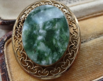 vintage signed WINARD 12K gold filled green stone flower brooch mid century 1950s pin -E17