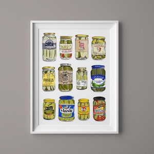 Pickles In Jar Poster, Condiment Wall Art, Condiment Poster, Premium Art, Colourful Wall Art, Food Wall Art, Home Decor Wall Art