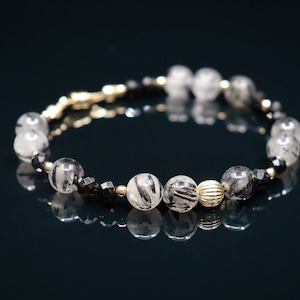 FINE Tourmaline Elegant Bracelet Natural Black Tourmaline Quartz Gold Jewelry Adjustable Minimal Casual Feminine Crystal Bracelet
