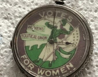 Montre de poche suffragette pour femme en argent massif avec gousset pour pièce de rechange