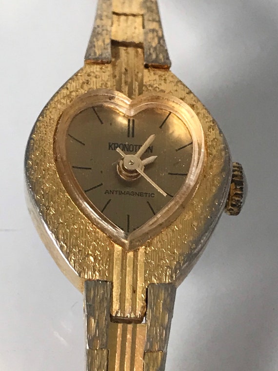 Ladies Vintage Kronotron Gold Plated Cocktail Wrist Watch 