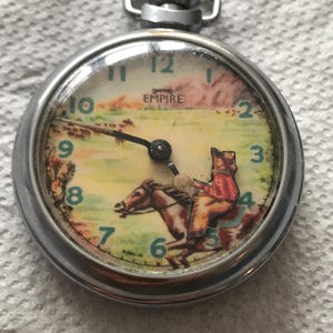 Vintage Smiths Empire Ranger Cowboy Automaton Hand Wind Pocket