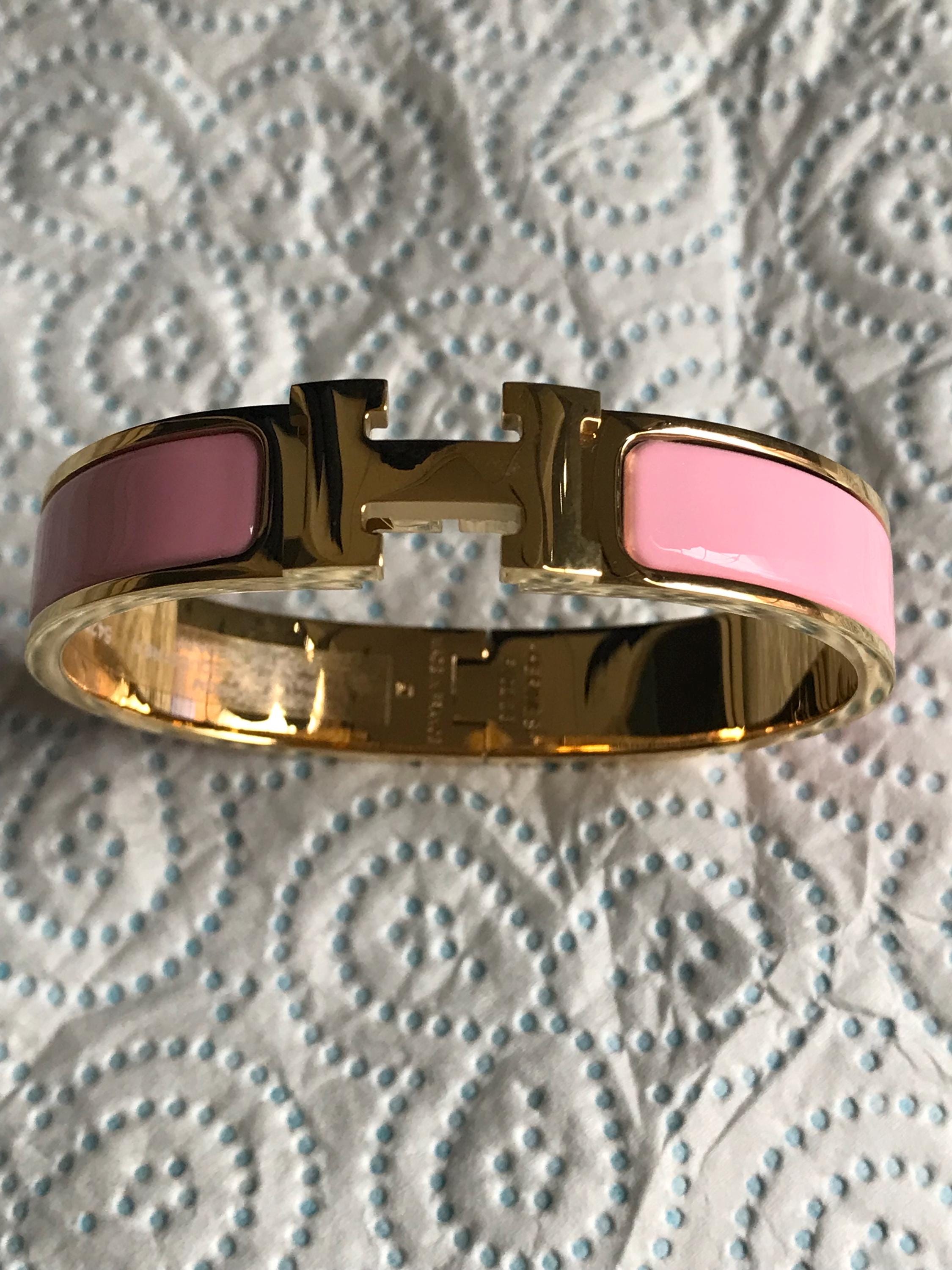 HERMES Clic Clac Cuff Bracelet Baby Pink Gold Plated - Etsy display picture 3