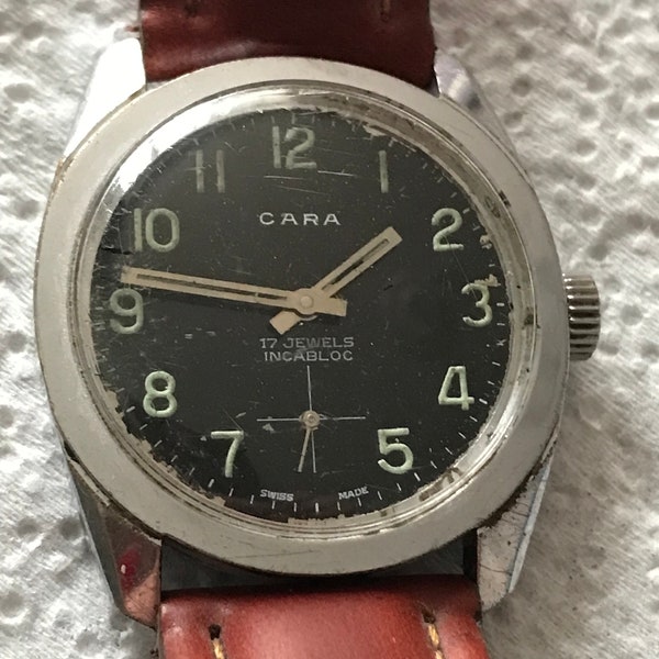 gents vintage CARA 17 jewel incabloc hand wind wrist watch