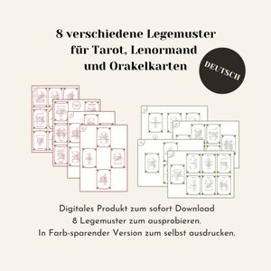 German PDF 8 layout patterns for Tarot Oracle Cards Lenormand Kipper...