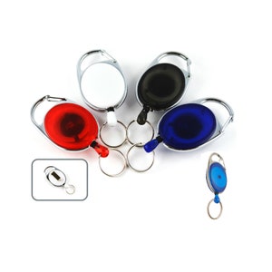 JoJo-Rollomatik-Mit Karabiner-Reißfestes Nylonseil bis 70 cm Schlüsselanhänger-Metall silberfarbig-TOP-Design-Schlüssel-Keyrings-HT*802-50