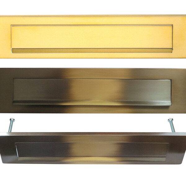 Letter slot burnished brass and polished brass-340 x 76 mm-letterbox-letterflap-letterslot-Made in Germany-HT*210