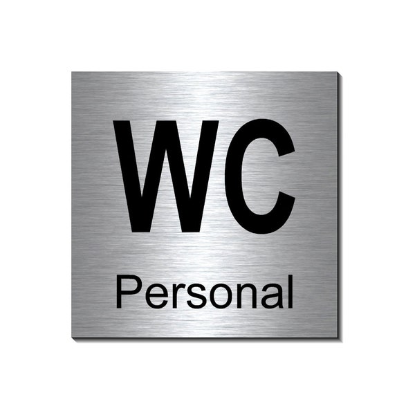 WC-Personal-Toiletten-100 x 100 x 3 mm-Edelstahloptik-Aluminium Dibond-Schild-Selbstklebend-Hinweisschild-Toilettenschild-HT*1910-10