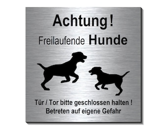 Aufkleber Achtung Freilaufende Hunde 30 X 20 Cm Schild Hundeschild Aluminium Edelstahloptik Hund Tierschild Warnschild Hinweisschild 133 16 Löcher PVC Warnschild Hundeverbot