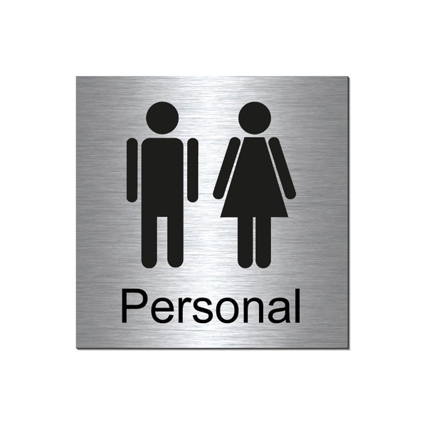 Personal-Toiletten-Mann-Frau-100 x 100 x 3 mm-Edelstahloptik-Aluminium Dibond-Schild-Selbstklebend-Hinweisschild-Toilettenschild-HT*1910-7