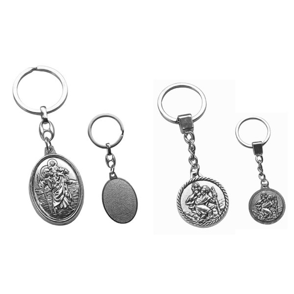 St. Christophorus-Schlüsselanhänger-Metall silberfarbig-TOP-Design-Keyholder-Schlüssel-Keyrings-HT*Jo24-25