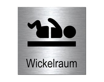 Changing table--100 x 100 x 3 mm-stainless steel look-aluminum dibond sign-self-adhesive-sign-toilet sign-HT*1910-34