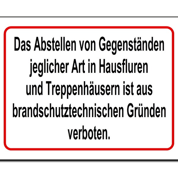 Abstellen von Gegenständen verboten-Aluminium Dibond-Schild--200 x 150 x 3 mm-Warnschild-Hinweisschild-HT*1300