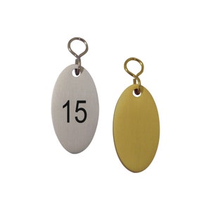 Aluminium sleutelhanger hoteltag met of zonder gravure-Ovaal 65 x 35 x 5 mm-Sleutelhangers-HT*685