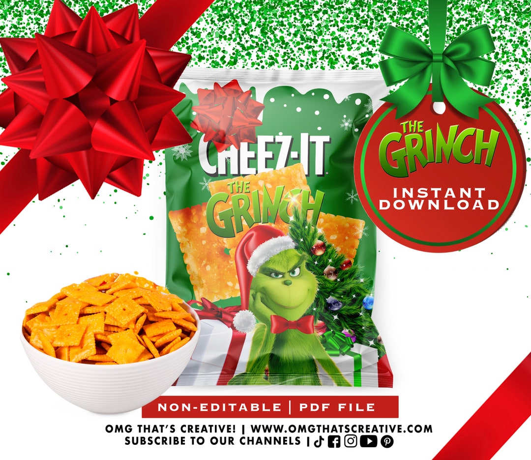 Grinch Cheez-it Template-christmas Treats grinch Custom Favors Grinch ...