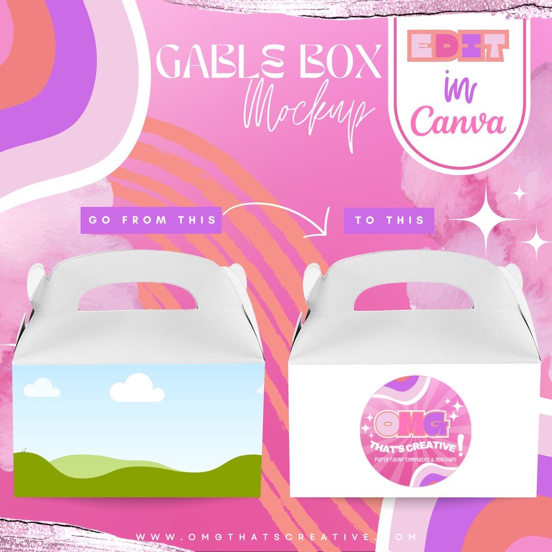 Gable Box, Canva Mockup, Canva Frame, Gable Box, Drag and Drop, Party
