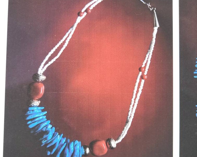 21" Necklace - Turquoise, Red Coral, Clam Shell. This beautiful piece is one of a kind.