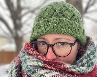 Knit Pattern | Diamond Lace Modern Hat (Digital Download)