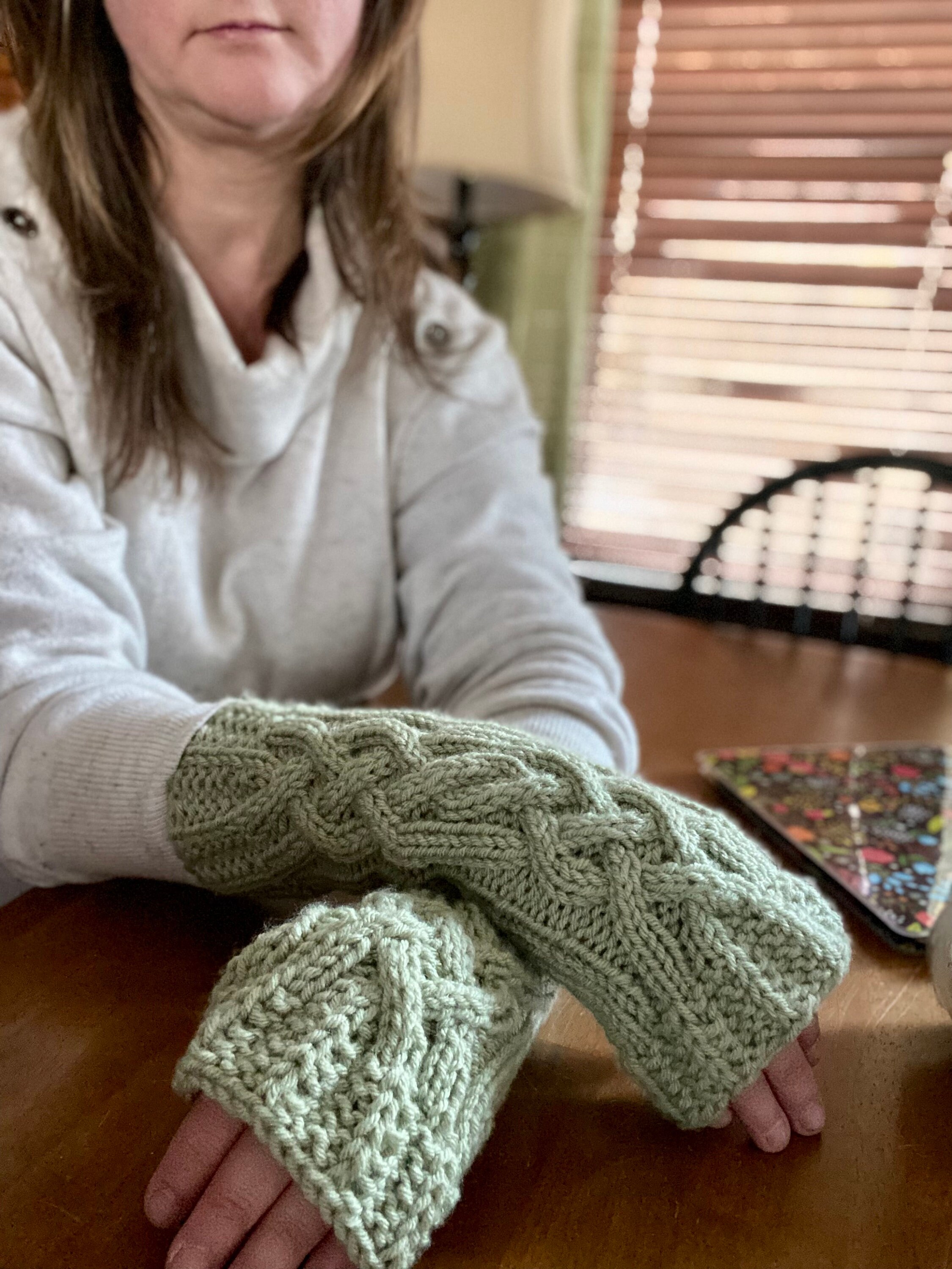 Cable Knit Arm Warmers Forest Vine Cottagecore Fingerless Etsy