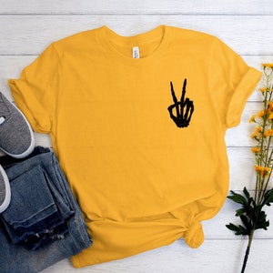 Hippie skelet vredesteken T-shirt