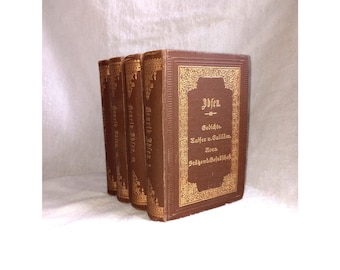 Set di libri antichi tedeschi del 1888, edizione tascabile di Henrik Ibsen.