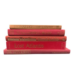 Christmas Decor Book Set | Vintage Books for Holiday Decorating | Red, Tan & Gold Hardcover Old Books Staging Decor Home Library Xmas Vibes