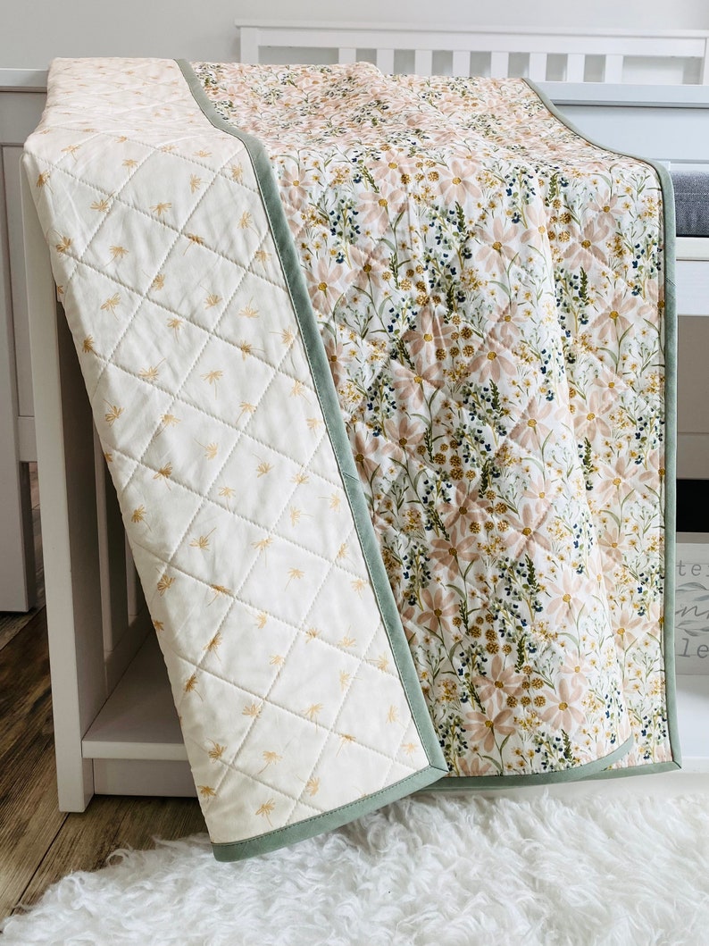 Indy Bloom Watercolor Floral Quilt Modern Nursery Quilt Baby Etsy