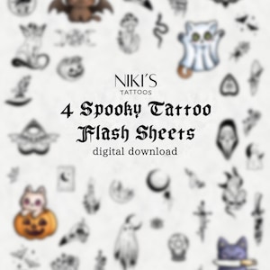4 Spooky Tattoo Flash Sheets Halloween Tattoo Designs
