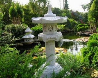 Asian lamp Japanese stone lantern Yukimi on column S 55 cm Garden decoration