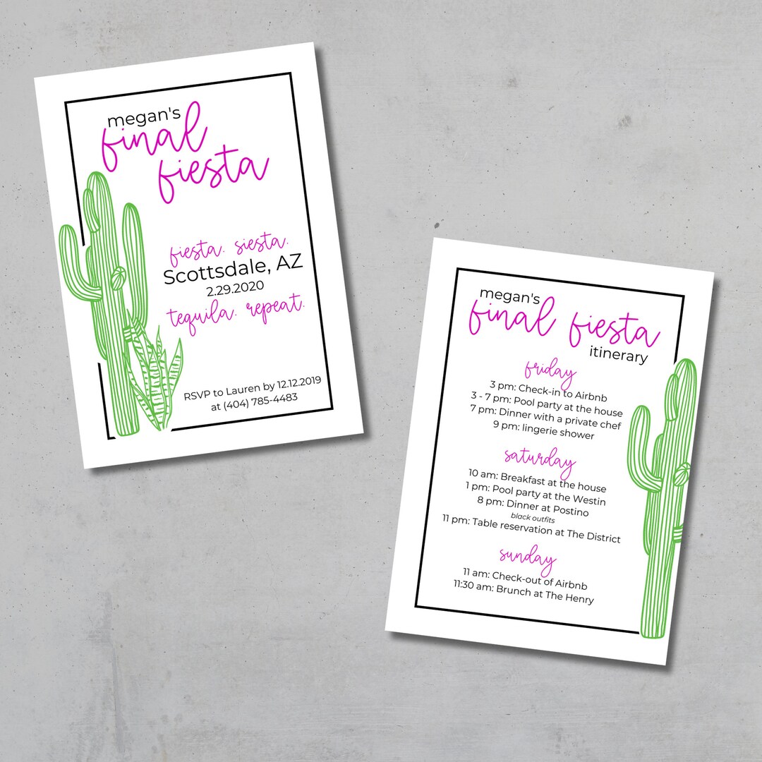 Final Fiesta Bachelorette Invitation | Customizable | Instant Download ...